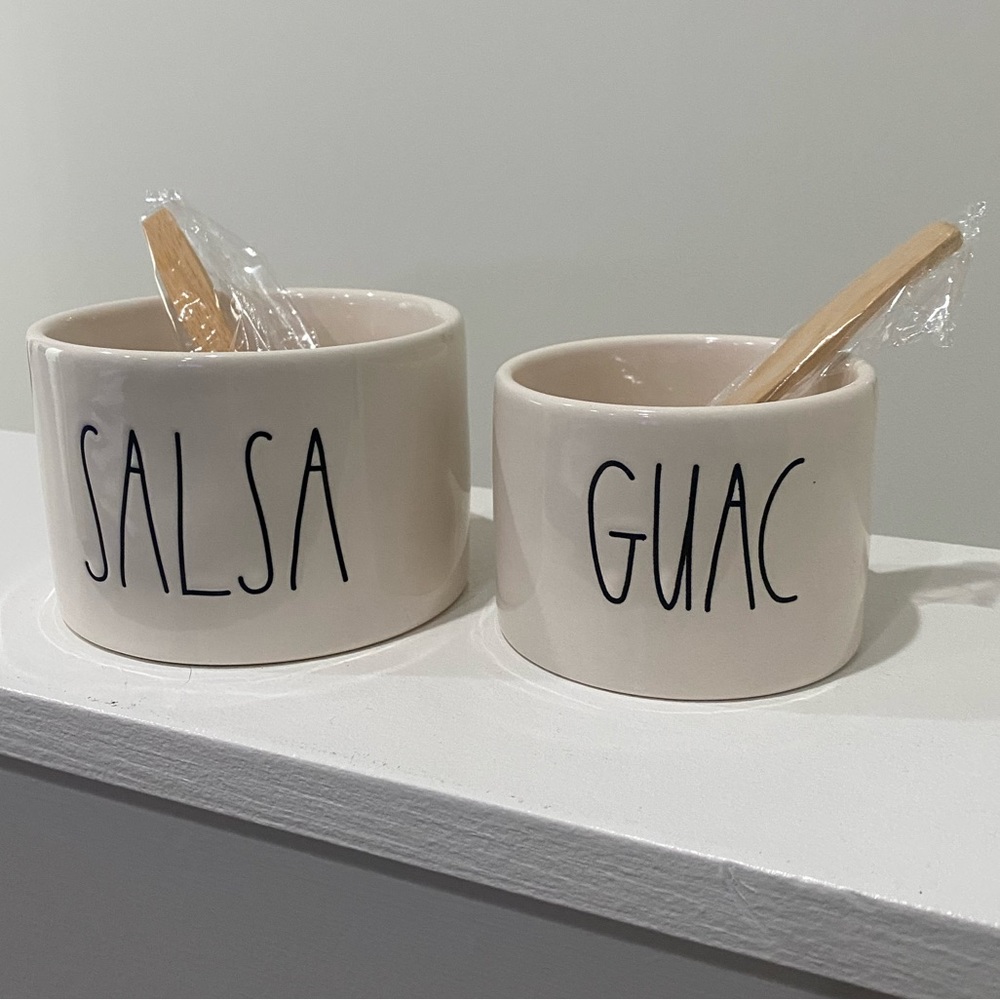 NWOT Rae Dunn Salsa and Guac bowls with Spoons